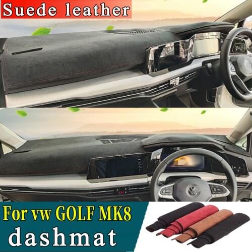 Car-styling Suede Leather Dashmat Dashboard Cover Dash Mat Carpet For Volkswagen VW Golf GTI Mk8 2021 RHD