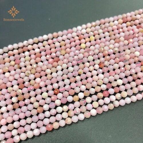 Natural Small Gem Stone Tiny 2 3 4mm Faceted Top Level Pink Opal Beads for Jewelry Making DIY Bracelet Necklace Design 15