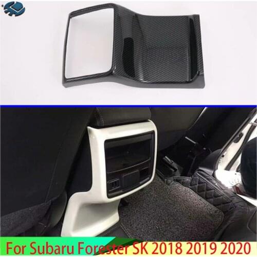 For Subaru Forester SK 2018 2019 Decorate Accessories Carbon Fiber Style Plated Armrest Box Rear Air Vent Frame Trim Cover