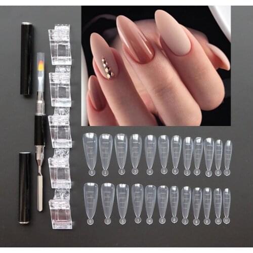 Lurayee Nail Extension Form Tips Dual-Ended Gel Brush with Nail Tips Clip Dual Nail Mold Full Cover UV Gel Tools for Poly Extend