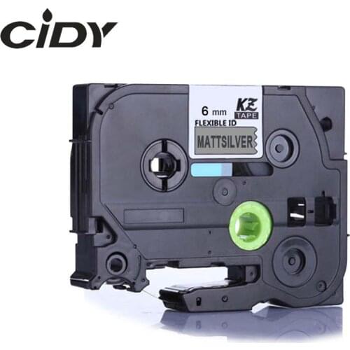 Tze-FXM911 6mm black on mattsilver flexible cable label tape tze FXM911 tz-FXM911 for brother p-touch printer Laminated Ribbons