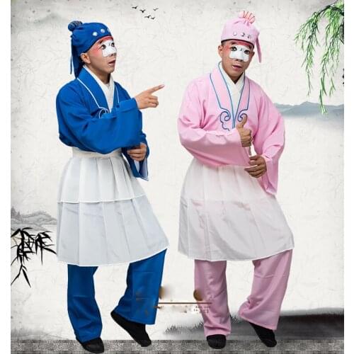 Chinese ancient opera clowns Opera tea waiter clothing Dalang clown fatigues opera vendor clothing Peking store Hawker costume