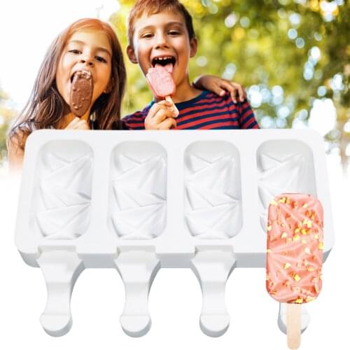 2PCS 4-Cavity Ice Cream Molds Silicone Popsicle Molds Homemade Ice Cream Mold for DIY Popsicle Cake Jelly