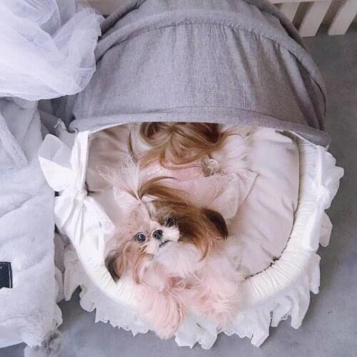 Korean version of the pet cradle kennel removable and washable ins girl heart cat pet nest Teddy bear dog cat dog princess bed