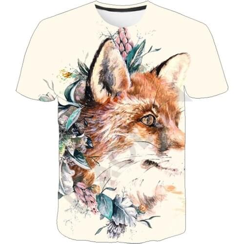 Fox Print T-shirt Cool Boy Costumes Cute Fox Tshirt Kids Short Sleeve Blouse Boys Girls Summer Casual Sweatshirt Fashion Clothes