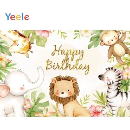 Wild One Safari Animals Forest Jungle Cute Newborn Baby Shower Birthday Backdrop Custom Vinyl Photography Backdrops Background