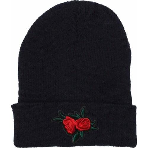 Fashionable wool hat rose Winter Hats Casual Beanie For Men Women Fashion Knitted tiger pattern Winter Hat Skullies Hat