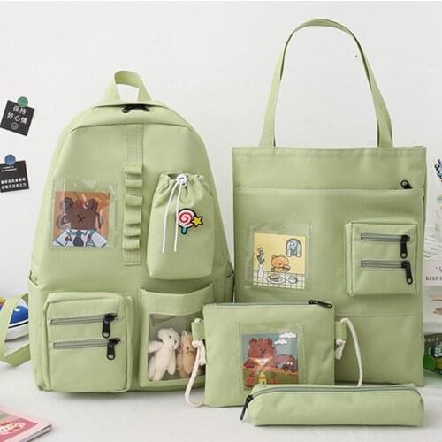 4 piece set Schoolbags For Teenager Girl Women Backpack Fashion Canvas School Bags For Girls Teenager Female Shoulder Bags 56