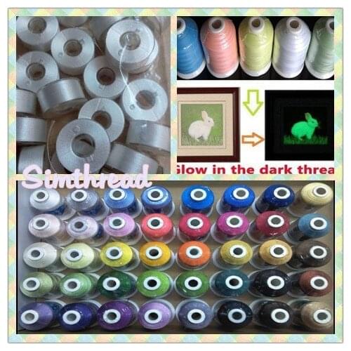 Simthread brand 40 brother color polyester embroidery thread with glow thread and pre-wound bobbin thread with free shipping