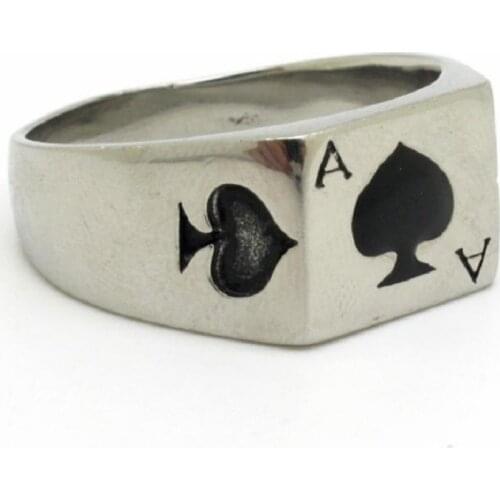 New Trendy Mens Jewelry Chunky Spades Poker Ring Stainless Steel Rings Best Gift