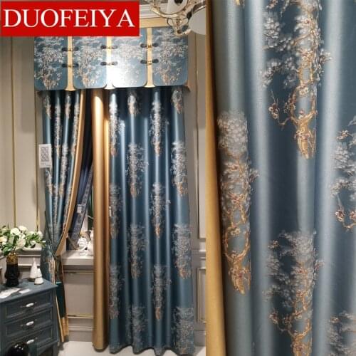 New Chinese-Style Living Room Bedrooms curtains High Shading velvet Curtains High Precision Curtains for Bedroom Living Room