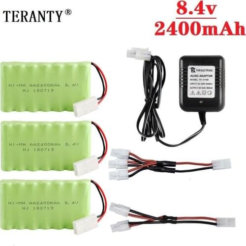 Upgrade 8.4v 2400mah NiMH Battery + charger For Rc Toys Cars Tanks Trucks Robot Gun Boat AA Ni-MH 8.4v Rechargeable Battery Pack