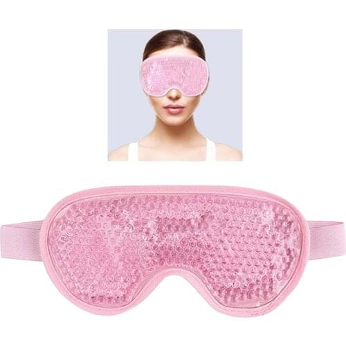 Hot Cold Gel Cooling Ice Eye Mask Reduces Eye Puffiness Dark Circles with Adjustable Strap Reusable Travel Sleeping Eye Mask