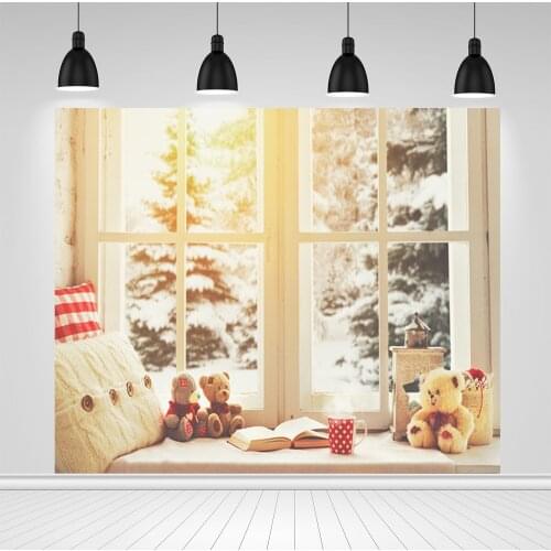 Scopiso Autumn Teddy Bear Window Sill Light Table Bokeh Morning Child Interior Background Backdrops Photocall Photo Studio Props
