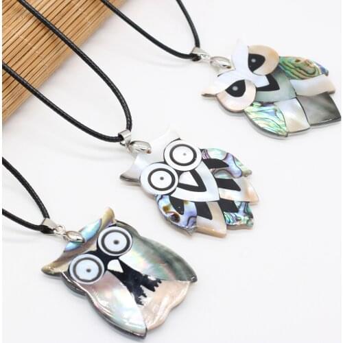 Natural Shell Alloy Cute Owl Pendant Animal Necklace DIY Personality Trend Necklace Sweater Chain Party Gift Accessories Making