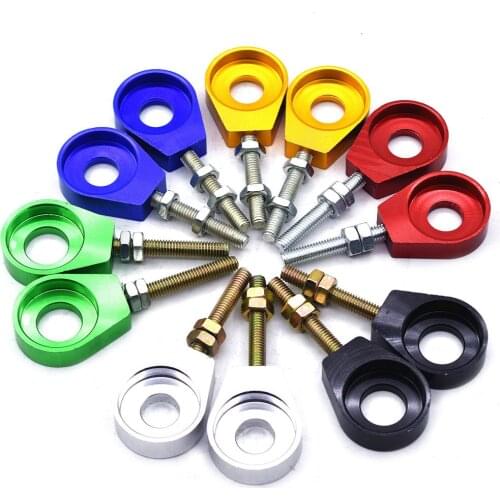 Chain adjuster Aluminum Red Blue Gold Silver Black for Dirt Pit Bike Rear Wheel Axle Hole 12mm Or 15mm #420 #428 #520