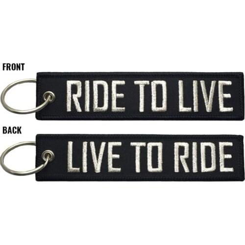 Ride To Live Live To Ride Traditional Fabric Embroidery Keyring Key Chain