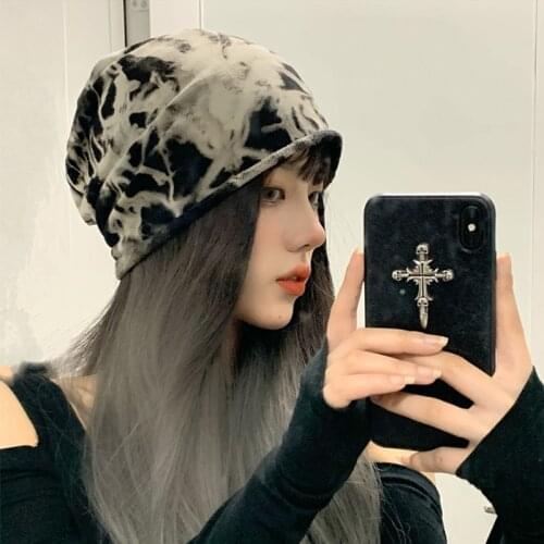 Skullies Beanies Men Tie Dye Hats Women Skullcap Unisex Warm Cotton Autumn Winter Caps Outdoor Fashion Hip-Hop Beanie Cap Gorras