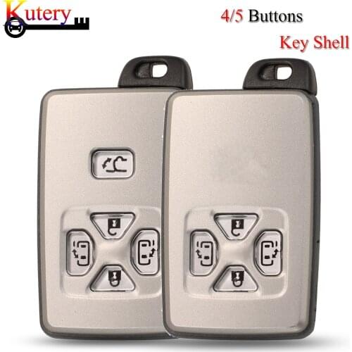 Kutery 10PCS/Lot Smart Card Car Key Shell For Toyota Alphard Estima Vellfire 4/5 Buttons With Uncut Blade Silver Key Case Cover
