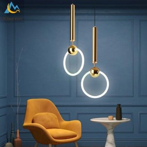 Modern Minimalist High-light Acrylic LED Chandelier Dining Room Living Room Study Bedside Lamp Room Decor Golden Pendant Lights