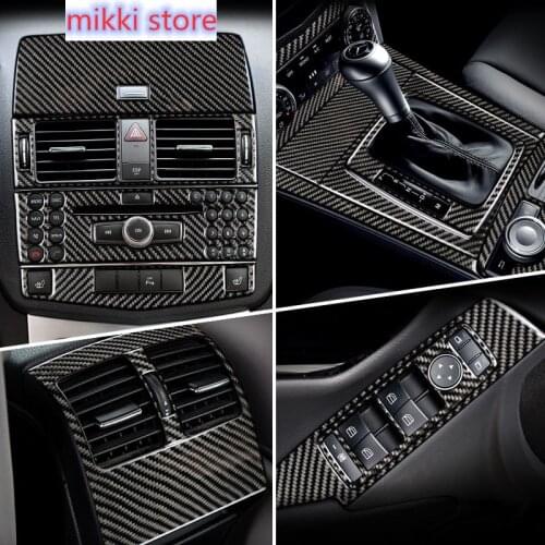 Carbon Fiber For Mercedes Benz C Class W204 Car Inner Gearshift Air Conditioning CD Panel Reading Light Cover Trim Car Stickers