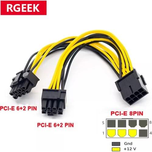 RGeek PCI-E 8 Pin to Dual 8(6 2) Pin PCI Express PCIE 8 Pin to Dual 8Pin VGA Graphic Video Card Adapter Power Splitter Cable