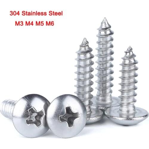 GB/T 304 Stainless Steel Round Head Phillips Truss Mushroom Screws Large Flat Head Self Tapping Screw M3 M4 M5 M6