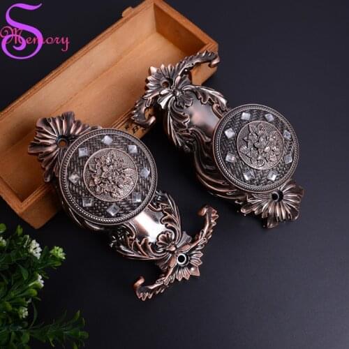 Vintage Luxury Curtain Tie Back Holders European Rhinestones diamond Tieback Wall Hat Bag Clothes Hooks Hanger Home Decor