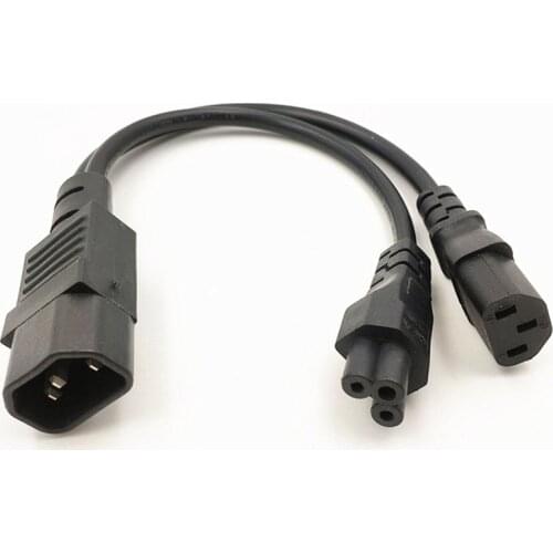 Y Type Splitter Power Cord ,IEC320 C14 Plug 3-Prong Male Power Cable Cord AC Power Adapter to C13 +C5 Female