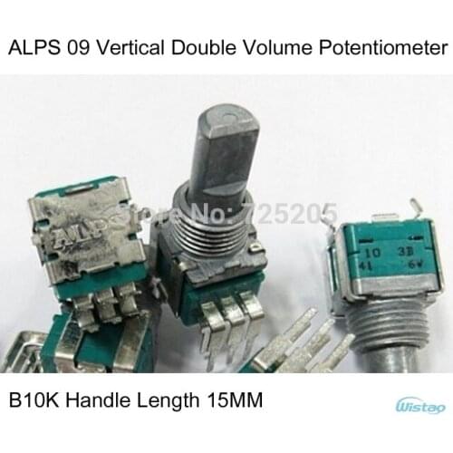 Japanese original ALPS 09 Vertical Double with Midpoint Volume Potentiometer B10K Handle Length 15MM HIFI DIY Free Shipping