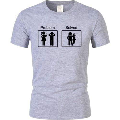 Funny Birthday Gifts Problem Solved T-Shirt For Men Fishinger Fisherman Comedy Father Dad Cotton T Shirt Summer Casual Tops