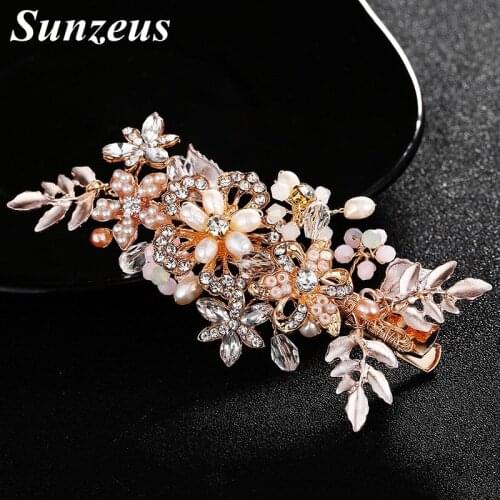 Pearls Flowers Gold Headband Leaves Fashionable Headpiece for Bridal Hair Clips Wedding Accessories SHA18