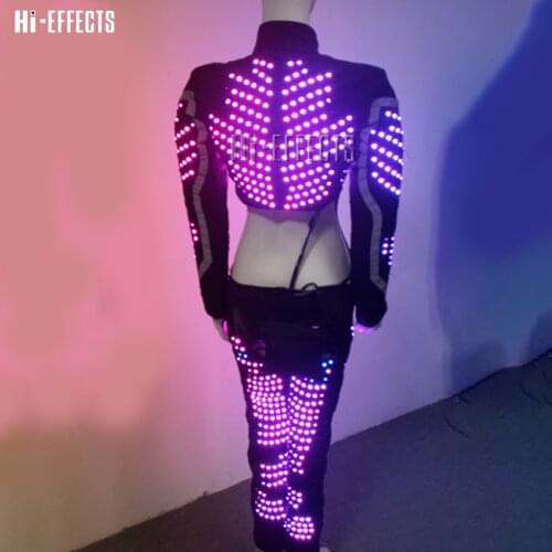 LED Robot suits Women Led Clothing Luminous Female Lighting Dance Clothes Led Glowing Costume Party Performance Stage Wear Suits