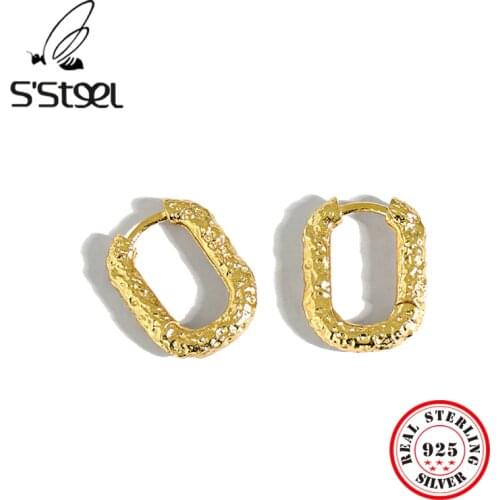 SSTEEL Oval Earrings 925 Sterling Silver Hoop Earring For Women Korean Irregular Minimalist Earings Pendientes Aro Fine Jewelry
