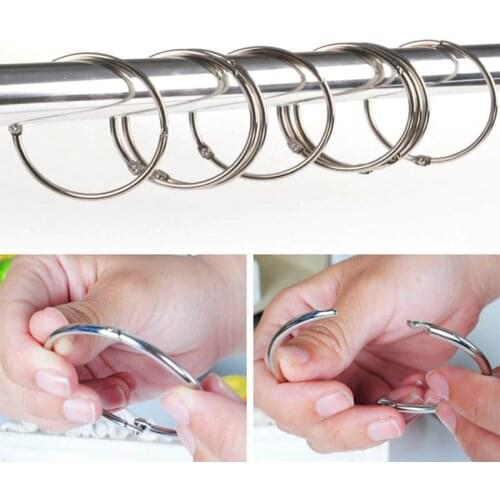 10Pcs Metal Curtain Track Shower Curtain Rings Anti-rust Stainless Steel Curtain Hooks Bathroom Curtain Accessories