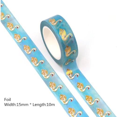 10PCS/lot 15MM*10M Foil Blue lake Swan Decorative Washi Tape Scrapbooking Masking Tape School Office Supply washi tape