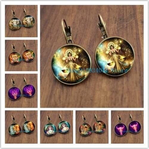 Fashion trend new cute owl pattern round glass earrings creative owl round glass ladies and girls holiday accessories earrings