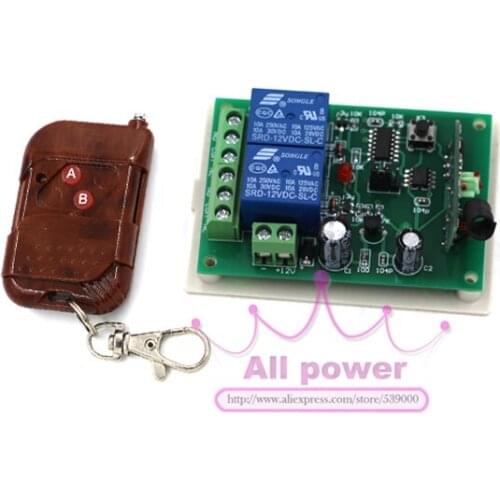 12V 2CH wireless remote control switch Receiver & Transmitter ON OFF Switch Learning code Toggle Momentary Latched 315/433MHZ