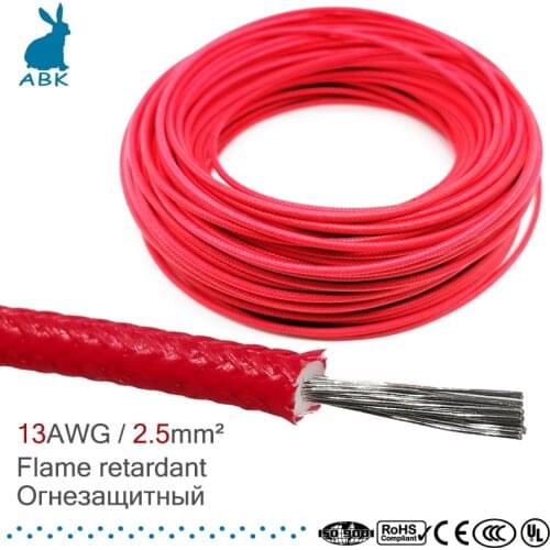 13AWG 2.5 square millimeter wire cable flame retardant silicone rubber glass fiber high temperature resistance power cable soft