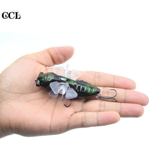 7.5CM 15.5G Towater Cicada Lures Rotational Double Propeller Wings Artificial Bait Floating Wobbler Insect Fishing Tackle 3D Eye