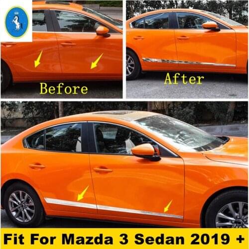 ABS Accessories Exterior Outer Door Body Molding Bottom Stripes Decoration Panel Cover Trim Fit For Mazda 3 Sedan 2019 2020