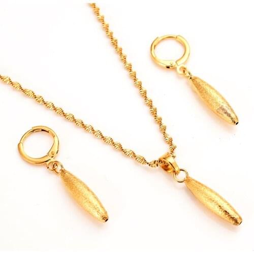 Bangrui Gold Color Beads Jewelry sets Round Pendant/Chain Necklace/Ball Earrings for Women wedding bridal party Jewelry gift