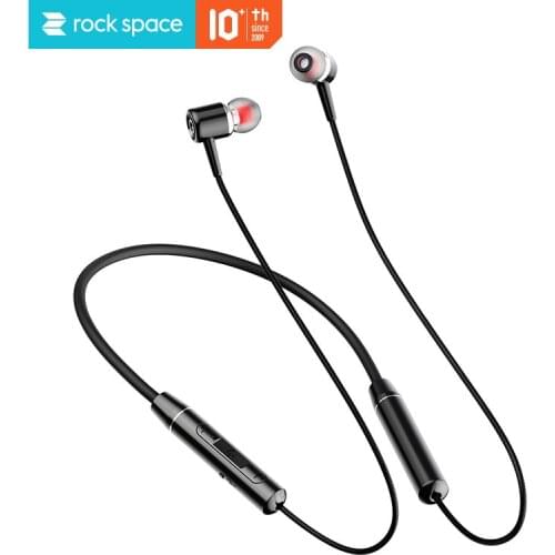 Rock space neckband wireless bluetooth headset magnetic stereo headset with microphone earbud portable sports headset universal