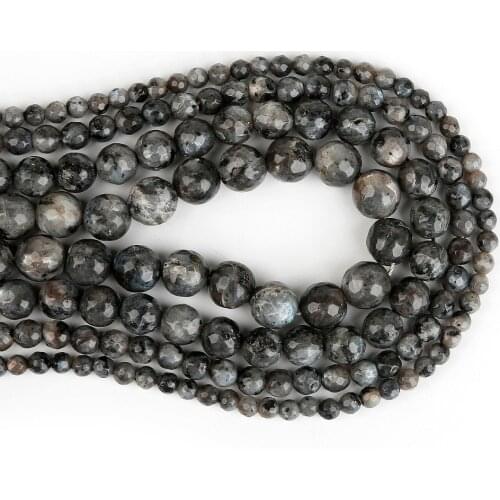 38cm Black Moonstone 4/6/8/10mm Faceted Natural Stone Round Ball Beads for DIY Necklace Bracelet Earring Jewelry Making Findings