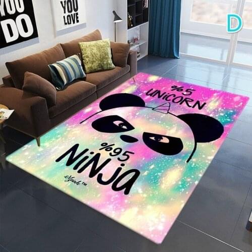 Colorful Panda Unicorn Non-slip Mat Dining Room Living Room Soft Child Bedroom Mat Carpet Area Floor Mat 3D Rug Decoration