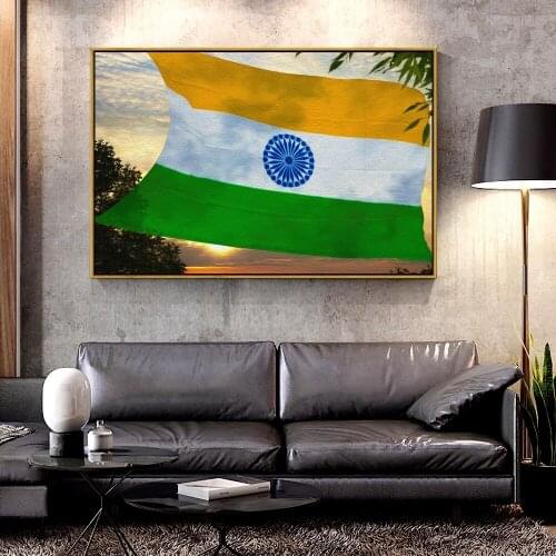 Forbeauty Oil Canvas Painting india flag For Home Decoration Wall Art