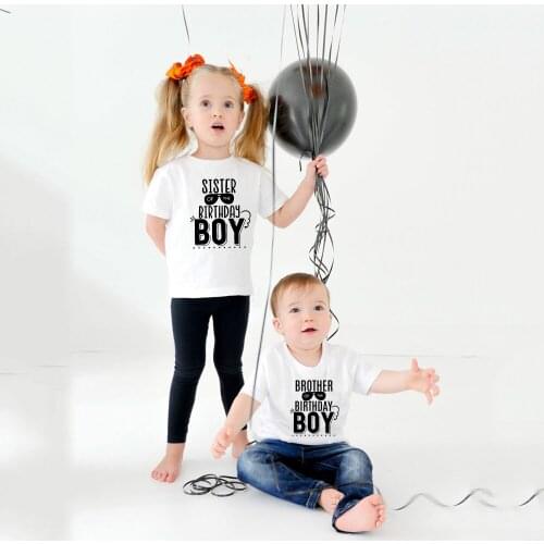 Brother/sister of The Birthday Boy Tshirt Kids Boys Girls Birthday Family Matching Tops Tee Shirts Children Family Birthday Tee