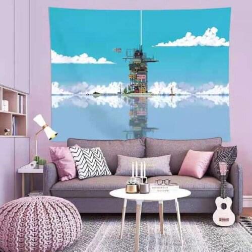 Tapestry Wall Hanging High-Definition Sandy Beach Picnic Rug Camping Tent Sleeping Pad Watercolor Home Decor Cloth Wall Blanket