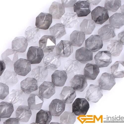 6mm 8mm 10mm AAA Grade Faceted Grey Cloudy Quartzs Beads Natural Stone Beads DIY Loose Beads For Cambay Jewelry Making Wholesale