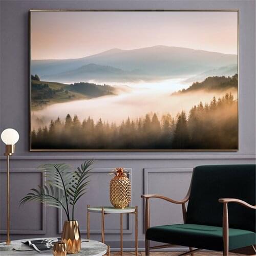 Mountain Forest Landscape Canvas Painting Nature Scenery Prints and Posters Cuadros Wall Art Pictures for Living Room Home Decor